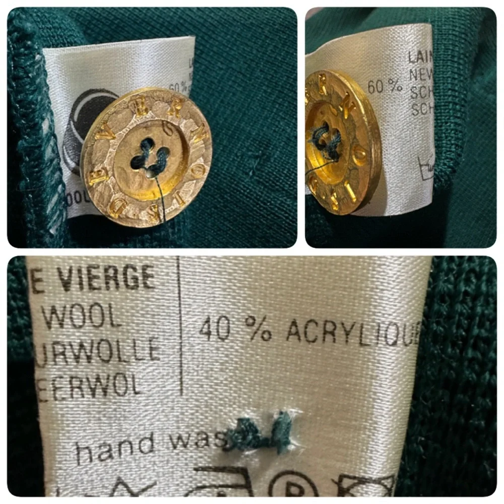 Devernois Paris Vintage 1970s Forest Green Preppy Cardigan Sweater Blazer 18? - Picture 16 of 16